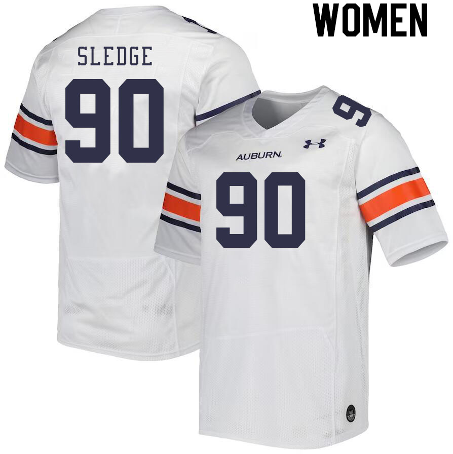 Women #90 Enyce Sledge Auburn Tigers College Football Jerseys Stitched-White - Click Image to Close